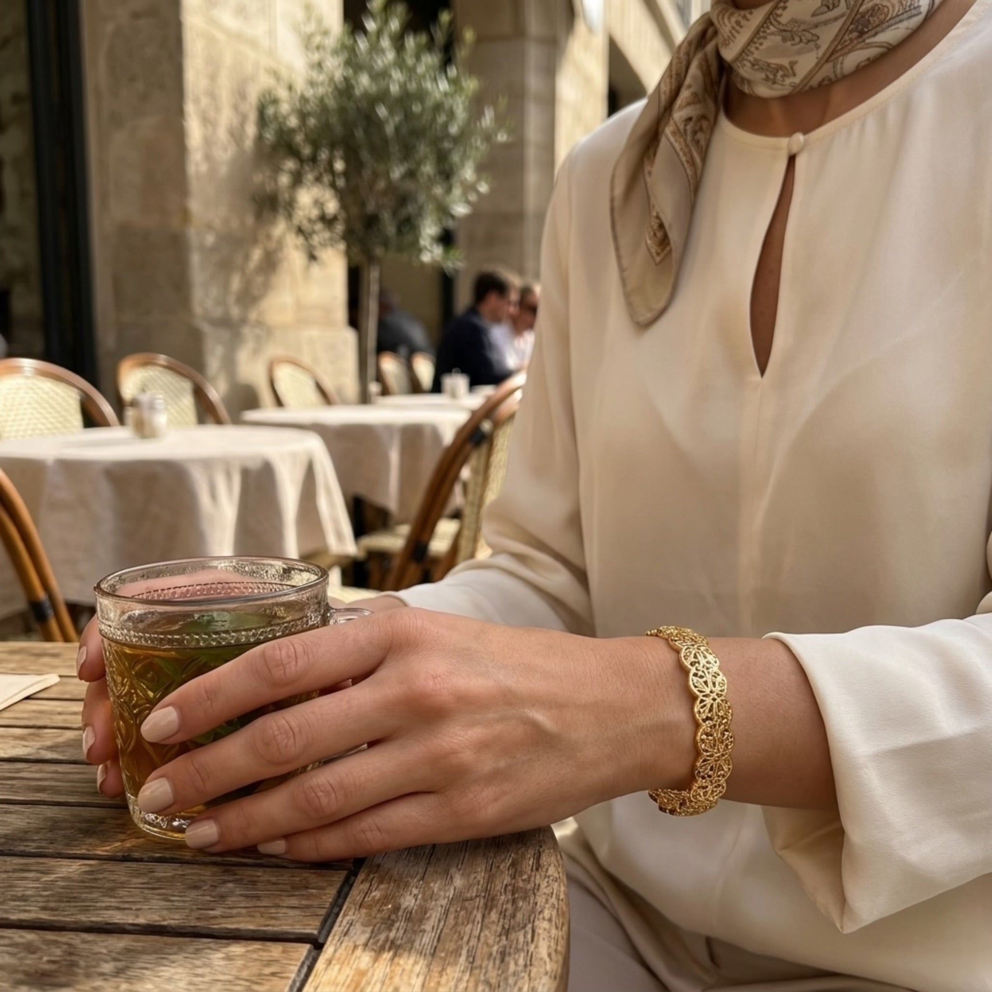 Bracelet "Dentelle de Fès" – Jonc ciselé doré à l'or fin