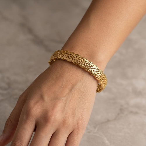 Bracelet "Dentelle de Fès" – Jonc ciselé doré à l'or fin