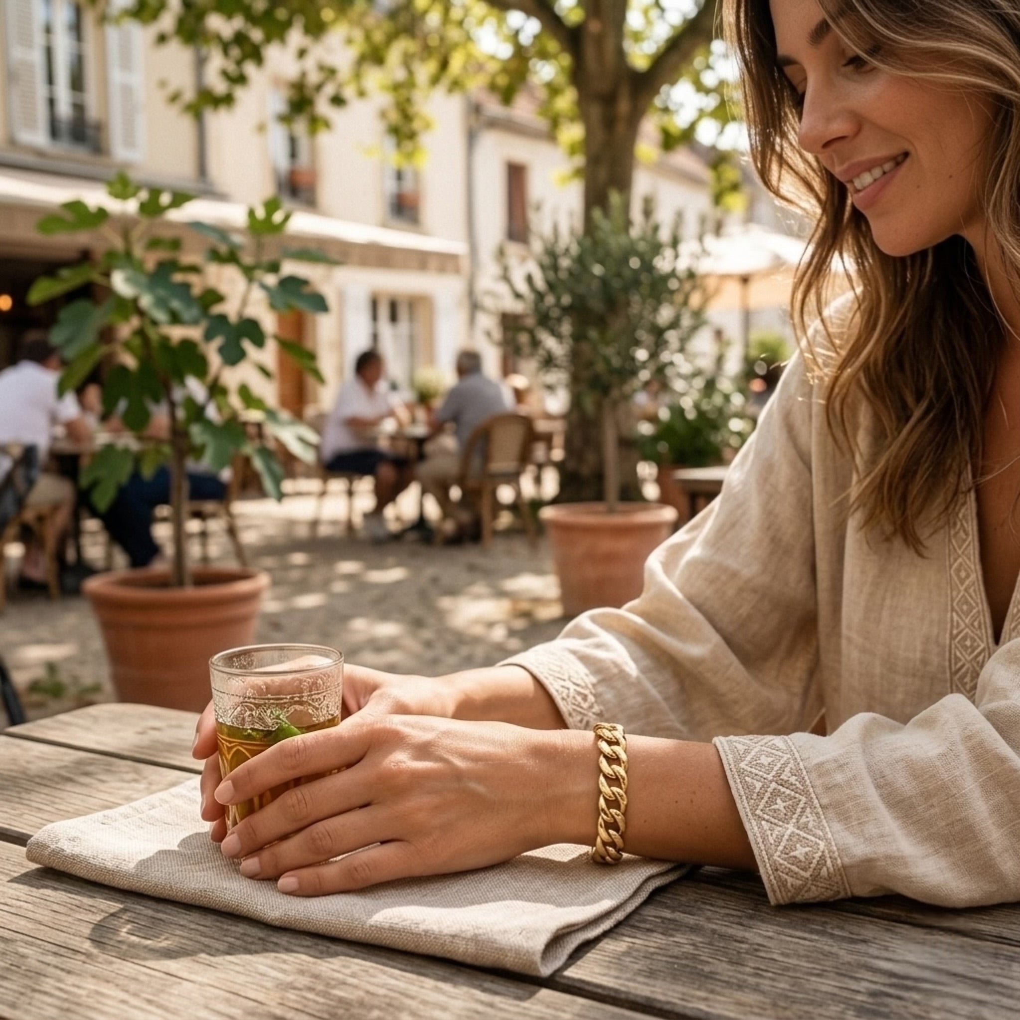 Bracelet Jonc "Chaîne Gourmette" – Éclat Doré Lisse