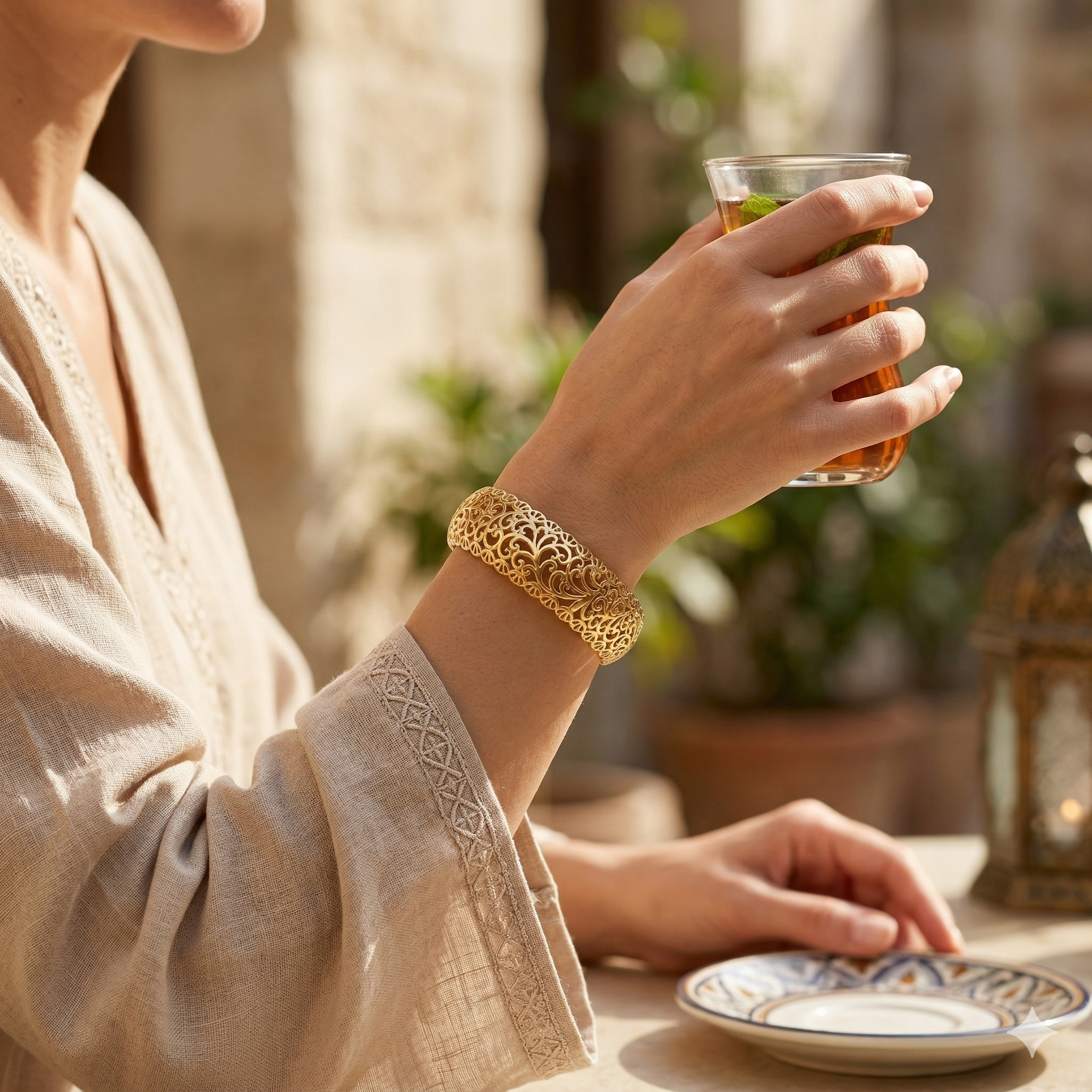 Bracelet "Alvéole Royale Jonc Hexagonale & Cristaux