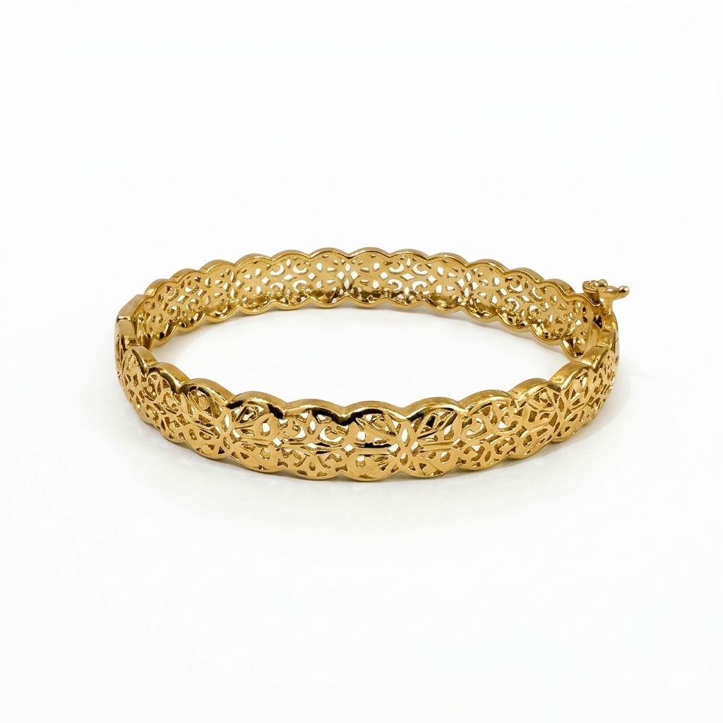 Bracelet "Dentelle de Fès" – Jonc ciselé doré à l'or fin