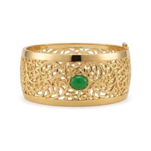 Émeraude Ajourée Bracelet Rigide Oriental Luxueux en - bijou femme dore en acier inoxydable Maison Zayna