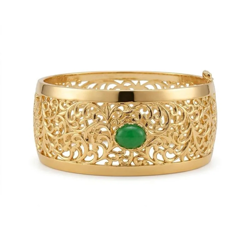 Bracelet rigide doré ajouré de style oriental
