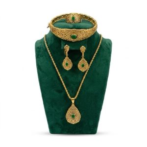 Parure "Sultana" Émeraude - bijou femme dore en acier inoxydable Maison Zayna