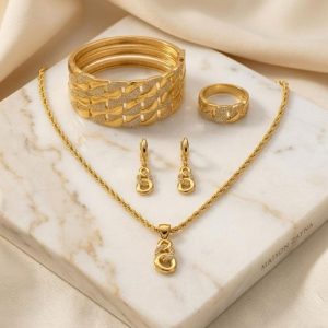 Parure Royale "Gourmette" - bijou femme dore en acier inoxydable Maison Zayna