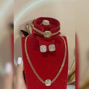 Parure Élégante - Collier, Boucles d'Oreilles & Pendentif - Acier Inoxydable