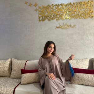 Caftan Selma – Taupe et bleu canard