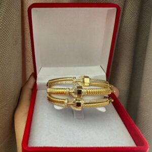 Trio de bracelets dorés – Plaqué or