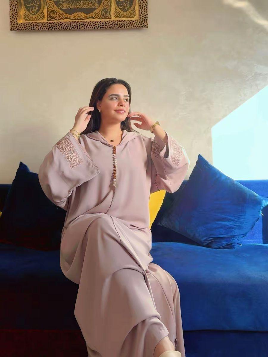Djellaba Yara – Gris nude – vue 4