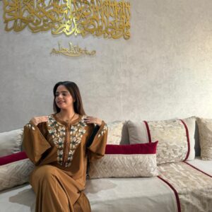 Caftan Inès – Marron chocolat floral
