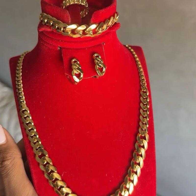 Parure gourmette – Collier, bracelet, bague et boucles – vue 3
