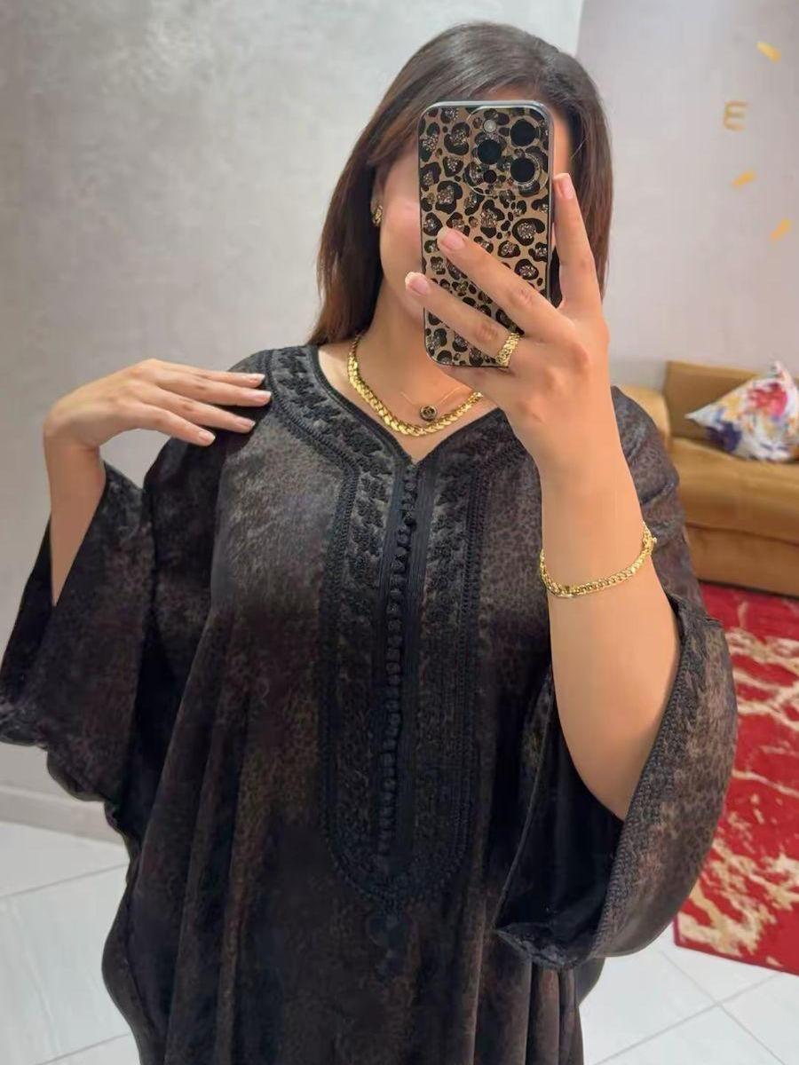 Gandoura Nour – Noir texturé – vue 4
