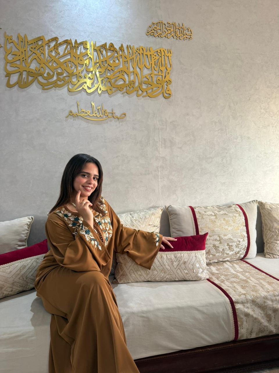 Caftan Inès – Marron chocolat floral – vue 3